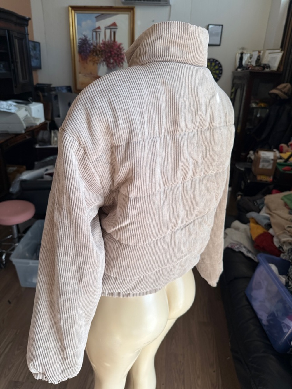 Fashion Nova Taupe Corduroy Puffer Jacket - Picture 4 of 10